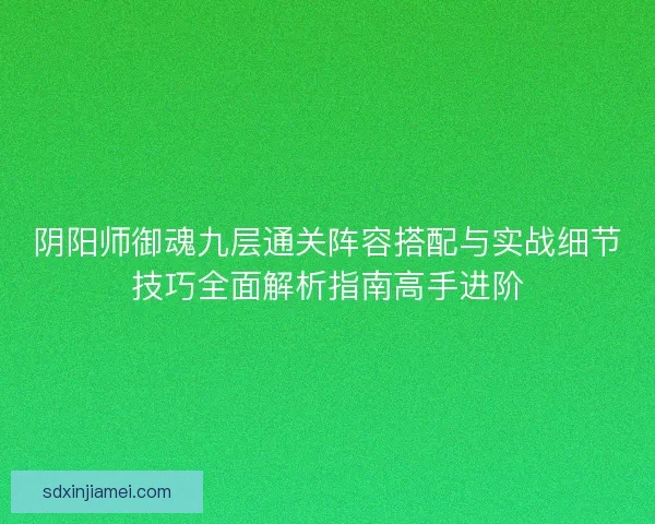 阴阳师御魂九层通关阵容搭配与实战细节技巧全面解析指南高手进阶