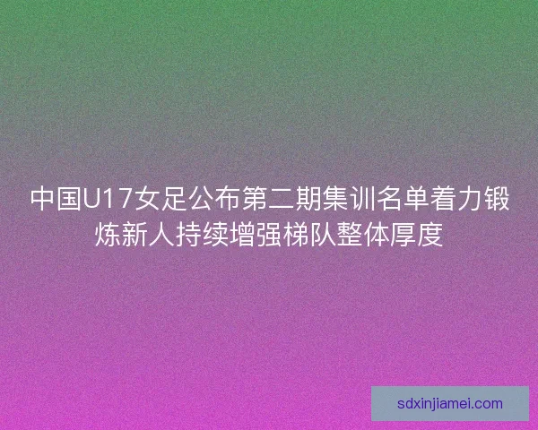 中国U17女足公布第二期集训名单着力锻炼新人持续增强梯队整体厚度